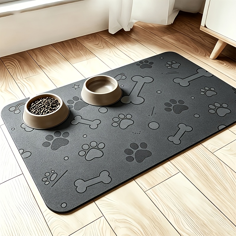 TEMU Pet Feeding Mat - Absorbent Pet Placemat For Food And Water Bowls, Dog Food Pad With Rubber Backing, Stain-free Quick-dry Drinking Mat, Suitable