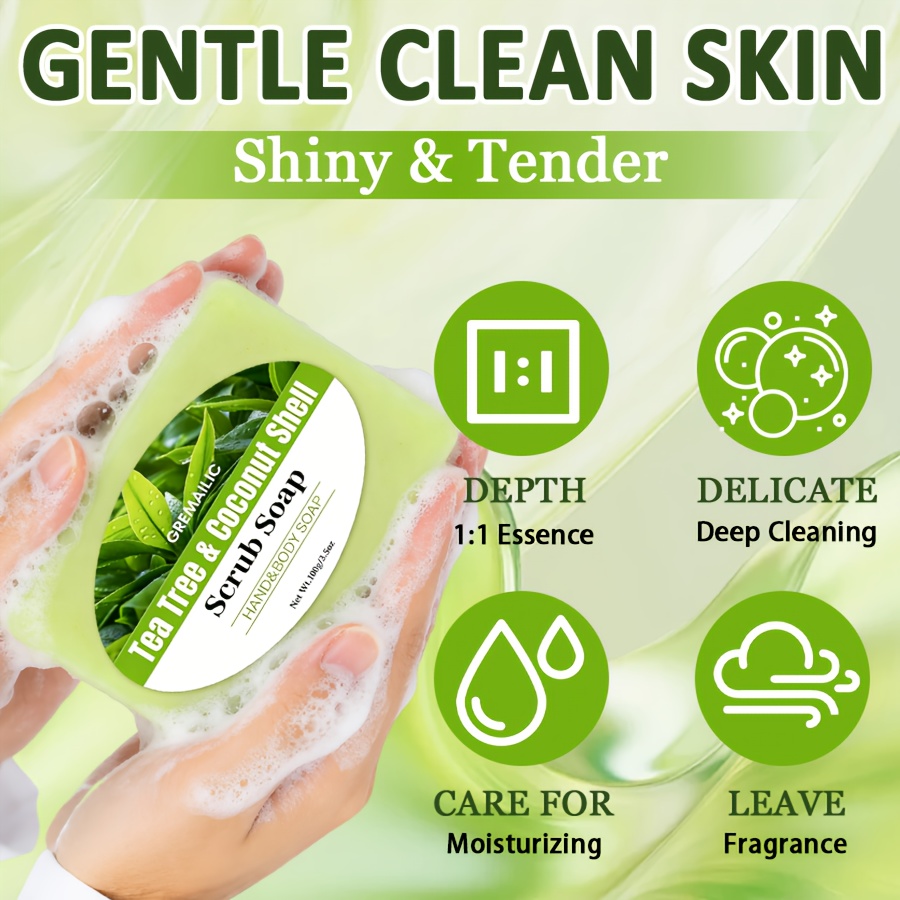3pcs Tea Tree Oil & Coconut Extract Soap Bars