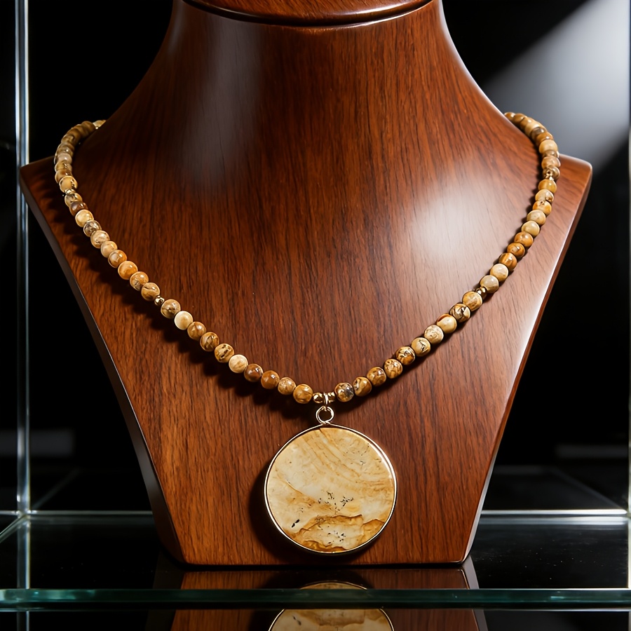 Elegant Natural Stone Necklace with Golden Spacer Design