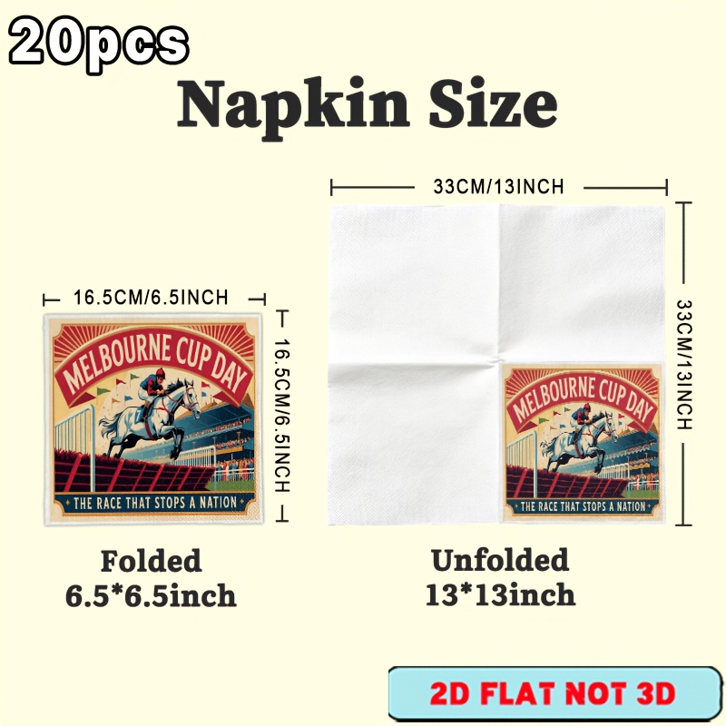 TEMU 20pcs Ysw Napkins Suitable For Horse Racing Parties, Day & Derby Decorations, Equestrian Table Settings, Themed Party Favors With Paper For