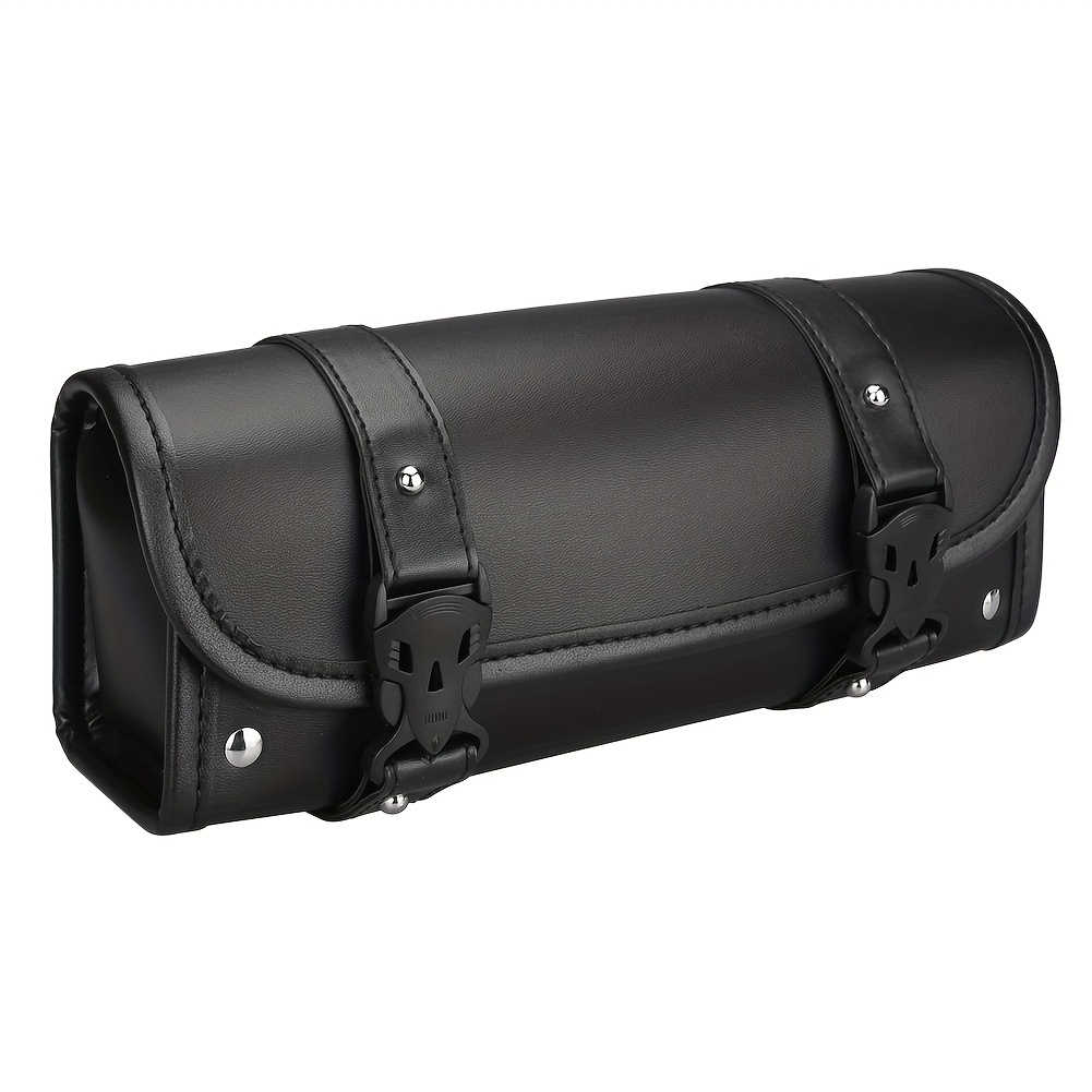 TEMU 1pc Motorcycle Fork Bag, Pu Leather Motorcycle Roll Bag, Motorcycle Handlebar Tool Bag For Motorcycle Front Forks Handlebar, Black, 2 Size Options