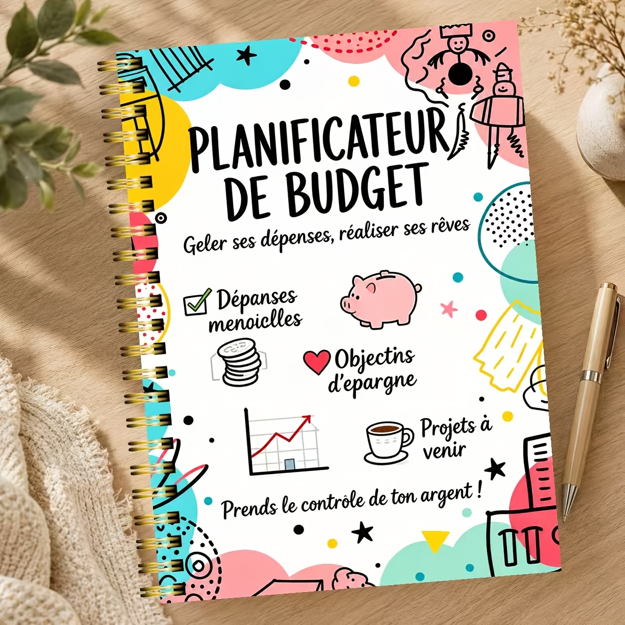 TEMU 1 bloc de planification, planificateur de budget édition française, cahier sur le thème de l'enregistrement des factures, design coloré rond à