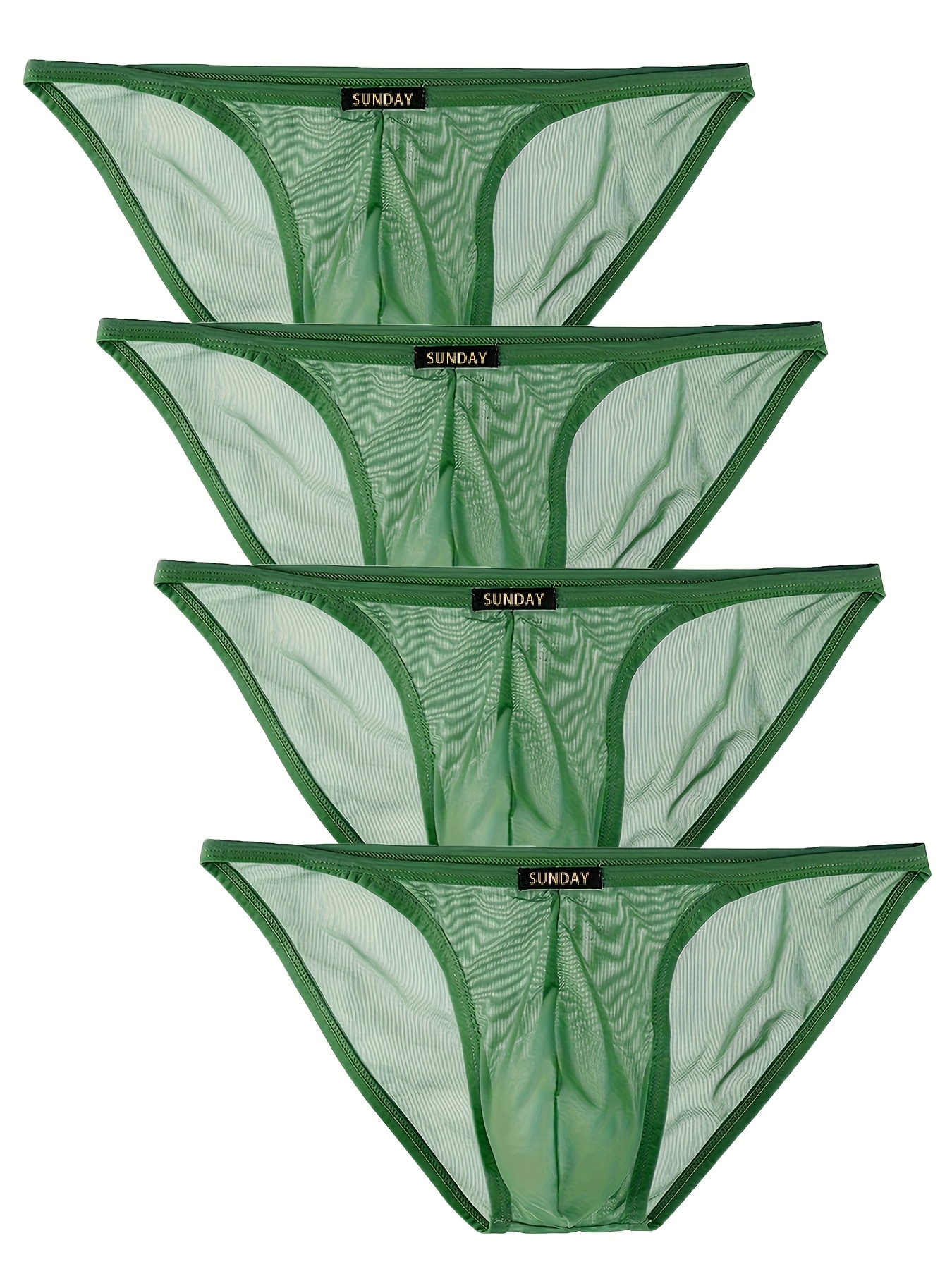 Men's Ultra-Thin Mesh Low-Rise Sexy Solid Color Slim-Fit Panty 4pcs