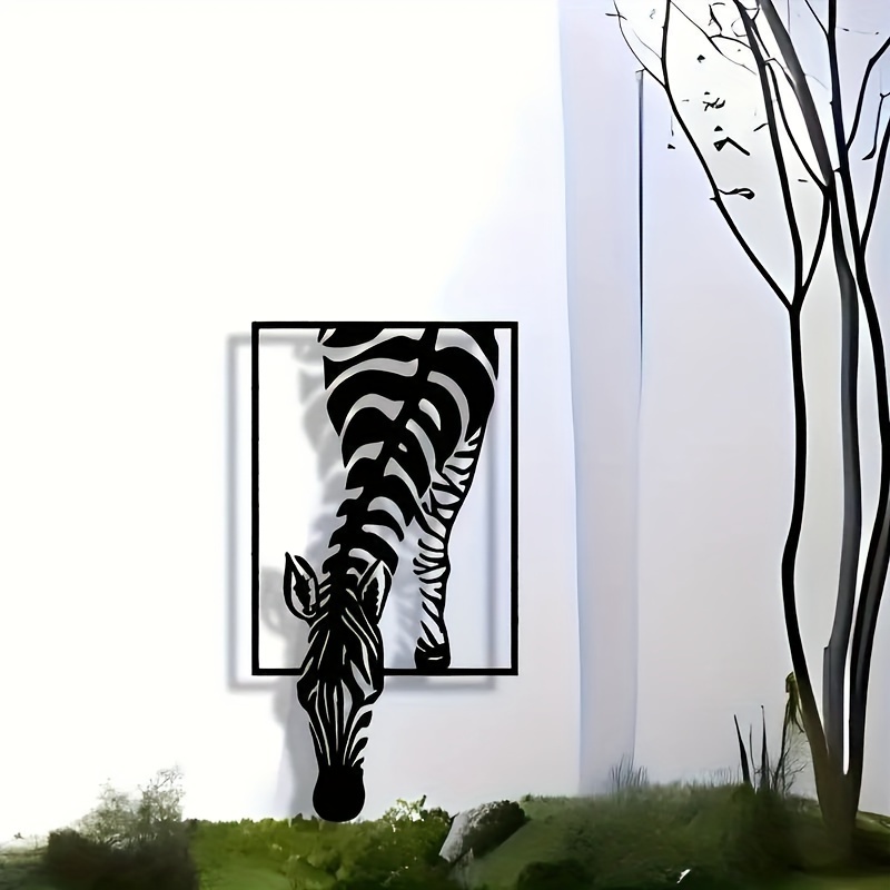 

Chic Zebra Metal Wall Art - Modern Iron Decor For Home, Office & More - Ideal For Living Room, Bedroom, Garden, Cafe, Bar & Farmhouse, Zebra Decor