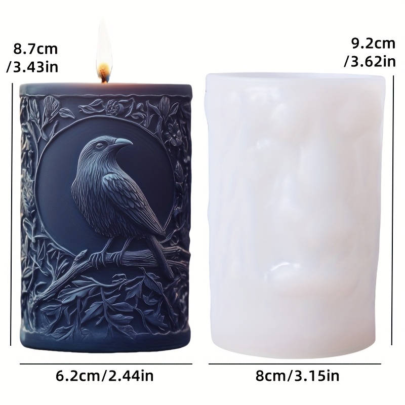 Image of Crow Silicone Candle Mold – Intricate & Tree Branch Design For Unique Pillar Candles, Resin & Plaster Crafts, Gift Decor