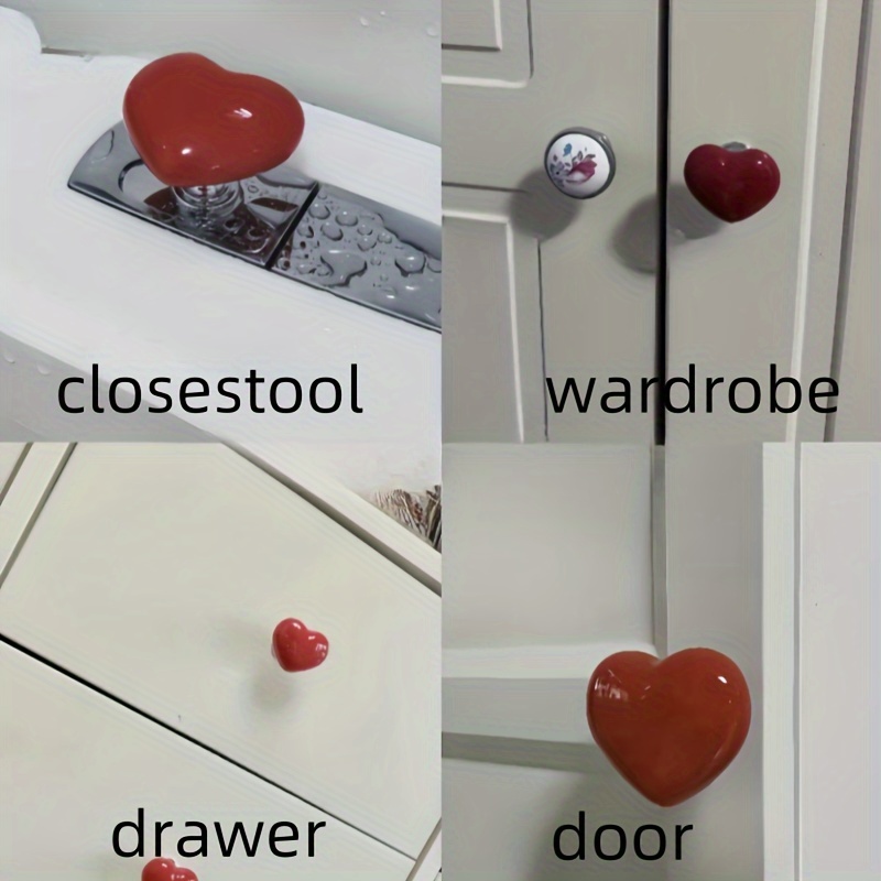 

Colorful Heart-shaped Toilet Flush Button - Creative Bathroom Water Tank Presser With Stylish Love Design, Includes Lid