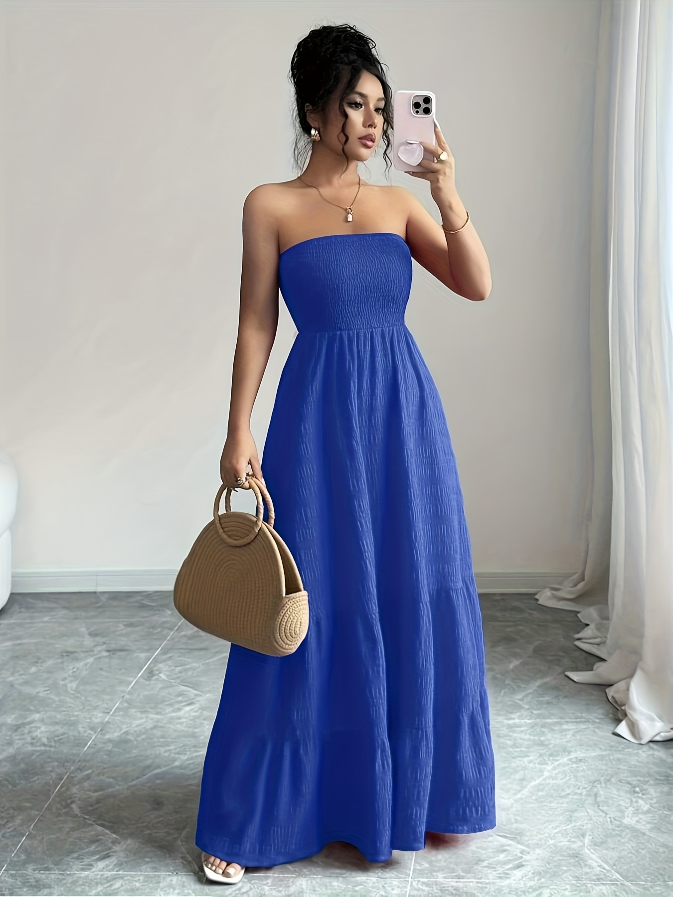 smock evening dress Long Spaghetti Straps Evening Dress by LaDivine C142