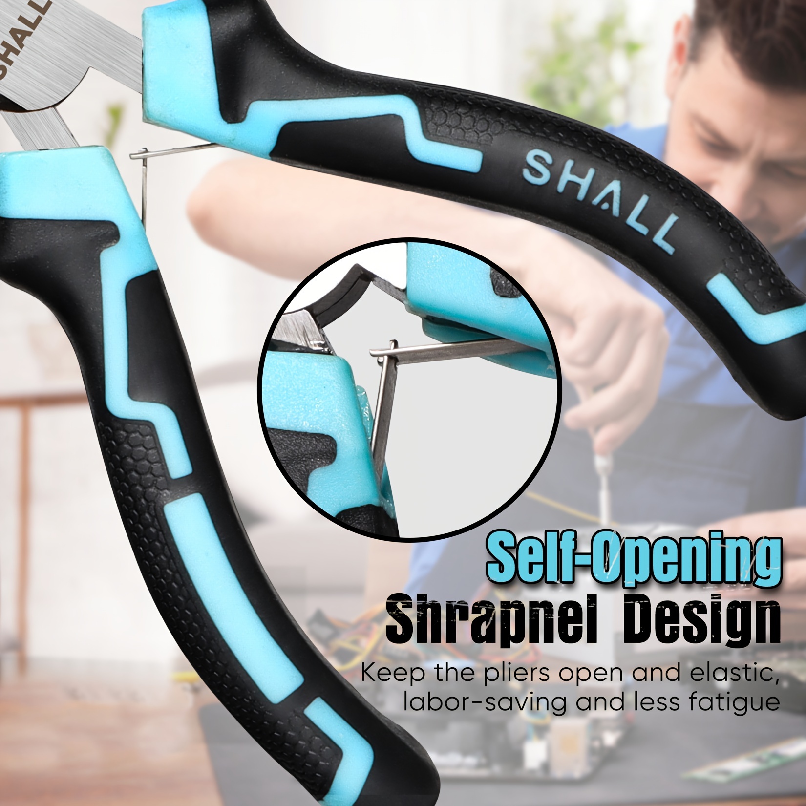 SHALL Mini Pliers Set, 6pcs Small Pliers Tool Set Includes Needle Nose, Long Nose, Bent Nose, Diagonal for Making Crafts, Electronic Repairing & Jewelry with Pouch