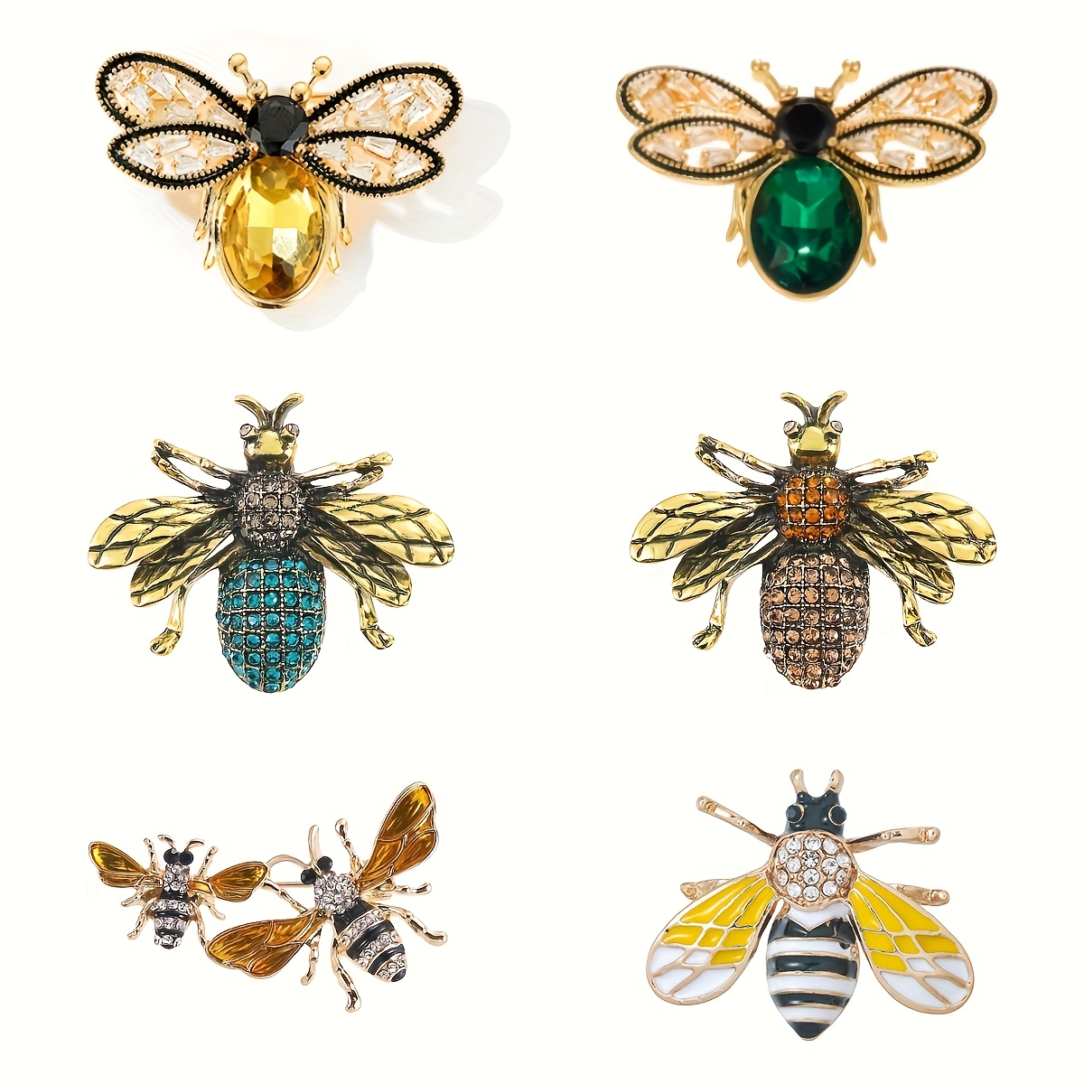 TEMU 6pcs Exquisite And Cute Bee Brooches, Women's Fashion Anti-slip Pin For Clothing, Backpacks, Hats, Accessories, Holiday Gifts