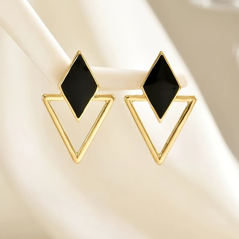 Geometric Triangle Dangle Earrings Resin Accents Vacation Novelty Earrings