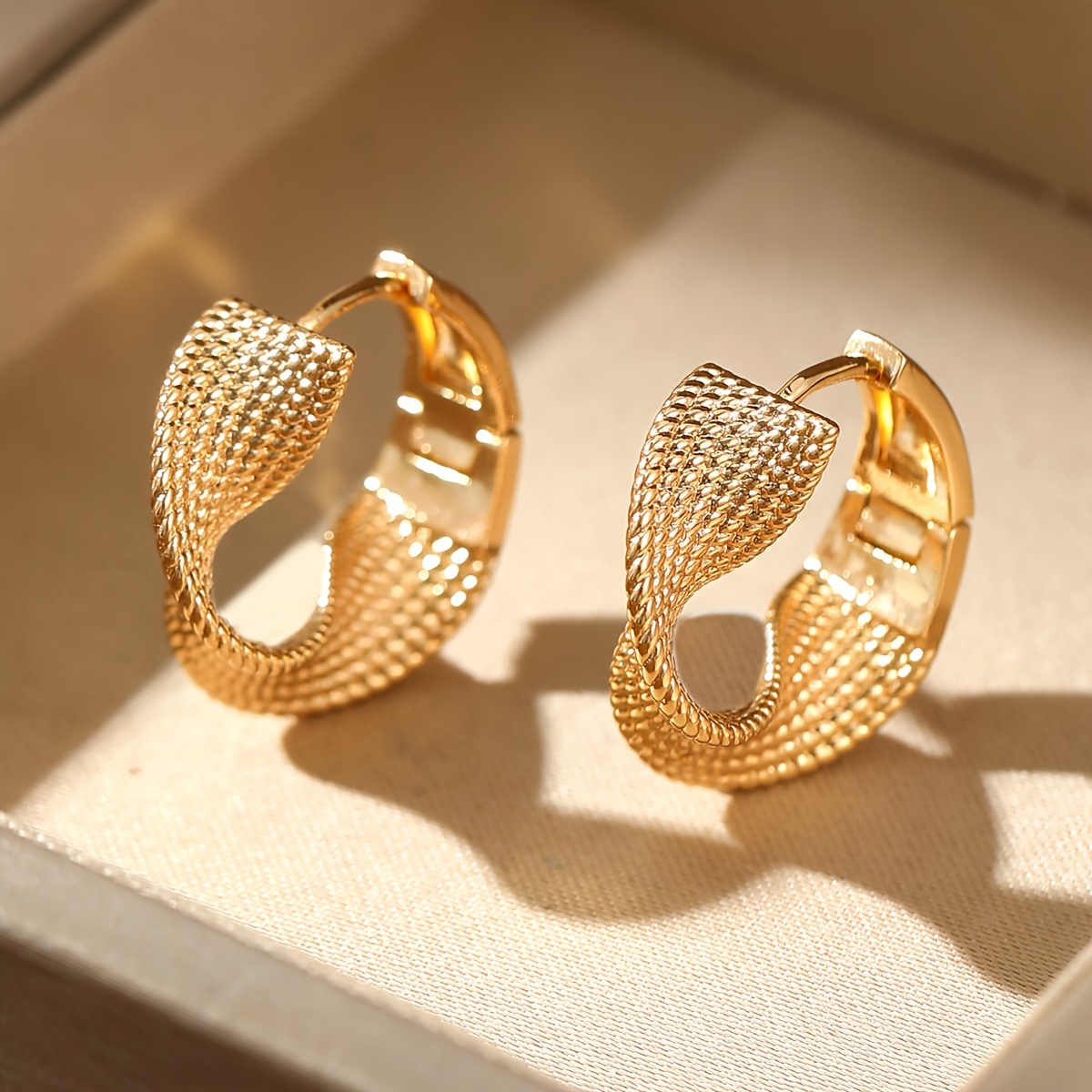 TEMU Elegant And Simple Woven Earrings - 14k Golden Plated, Copper Alloy, Stainless Steel Earposts - And Weddings