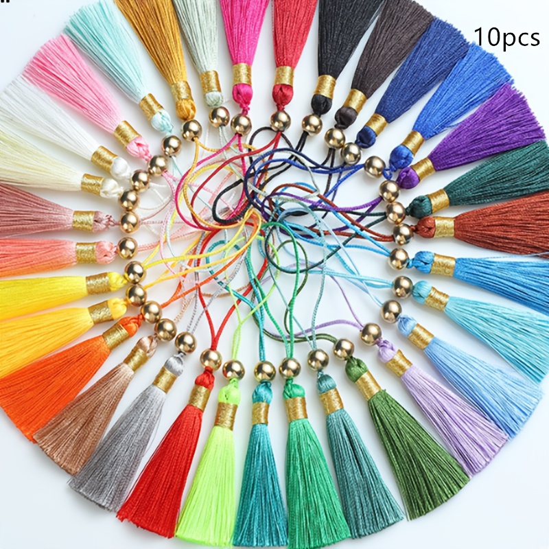 TEMU Paquete de 10 piezas, borlas de con cuentas redondas de 11 cm, materiales para hacer accesorios y prendas para el cabello de mujer DIY,