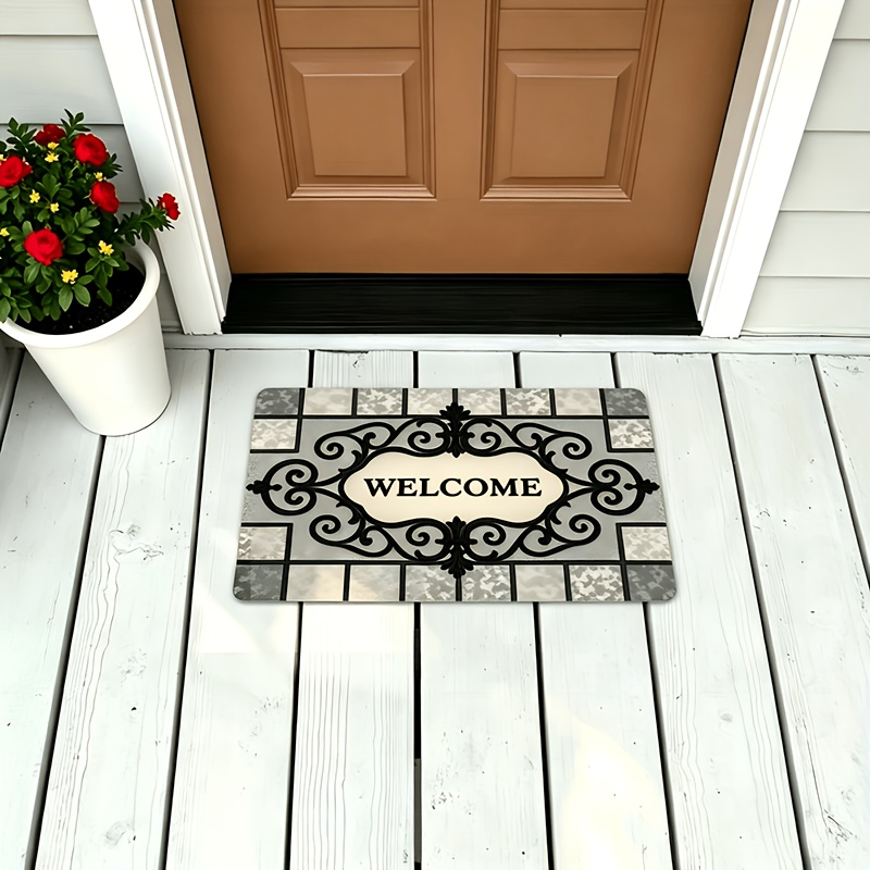 TEMU 1 tapis de porte en flanelle à impression plate 2D, tapis de cour extérieur, 1 tapis de - Design texture , tapis intérieur/extérieur lavable en