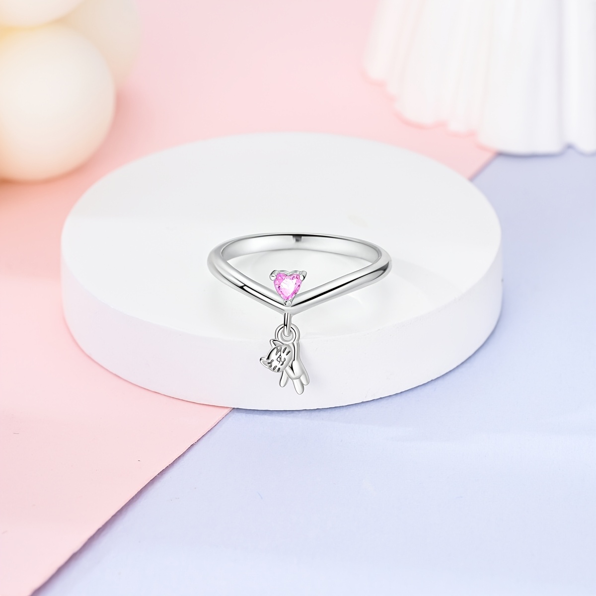 Women's Wishing Bone Cat Ring, Elegant Design