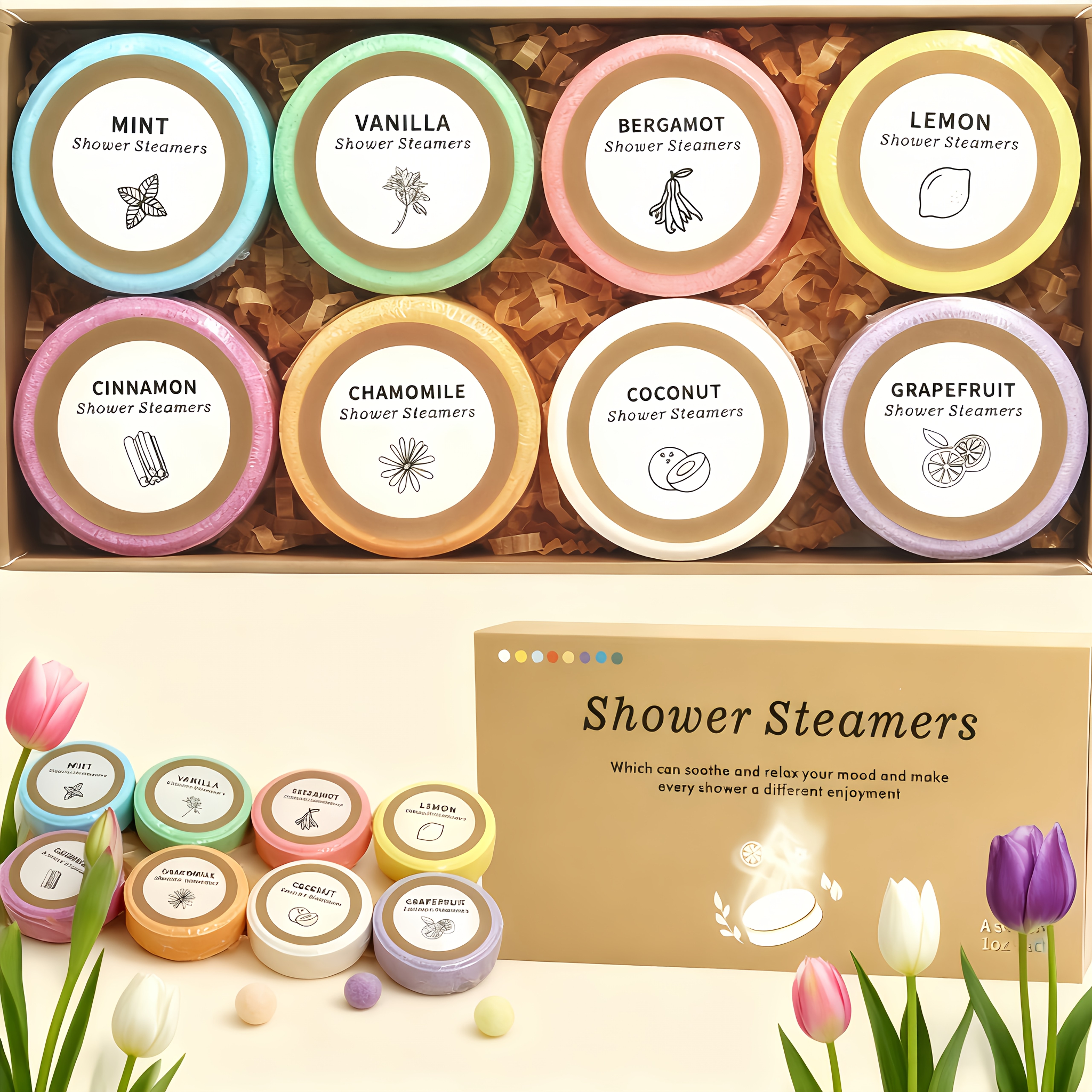 8 Pack Shower Steamers Essential Oil Shower Bombs