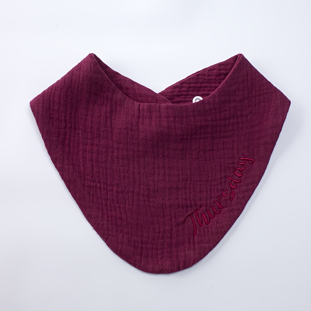 TEMU 1pc Of European And American Solid-color Breathable And Comfortable Dog Scarf With Embroidery And Press-button Pet Triangular Scarf Suitable For