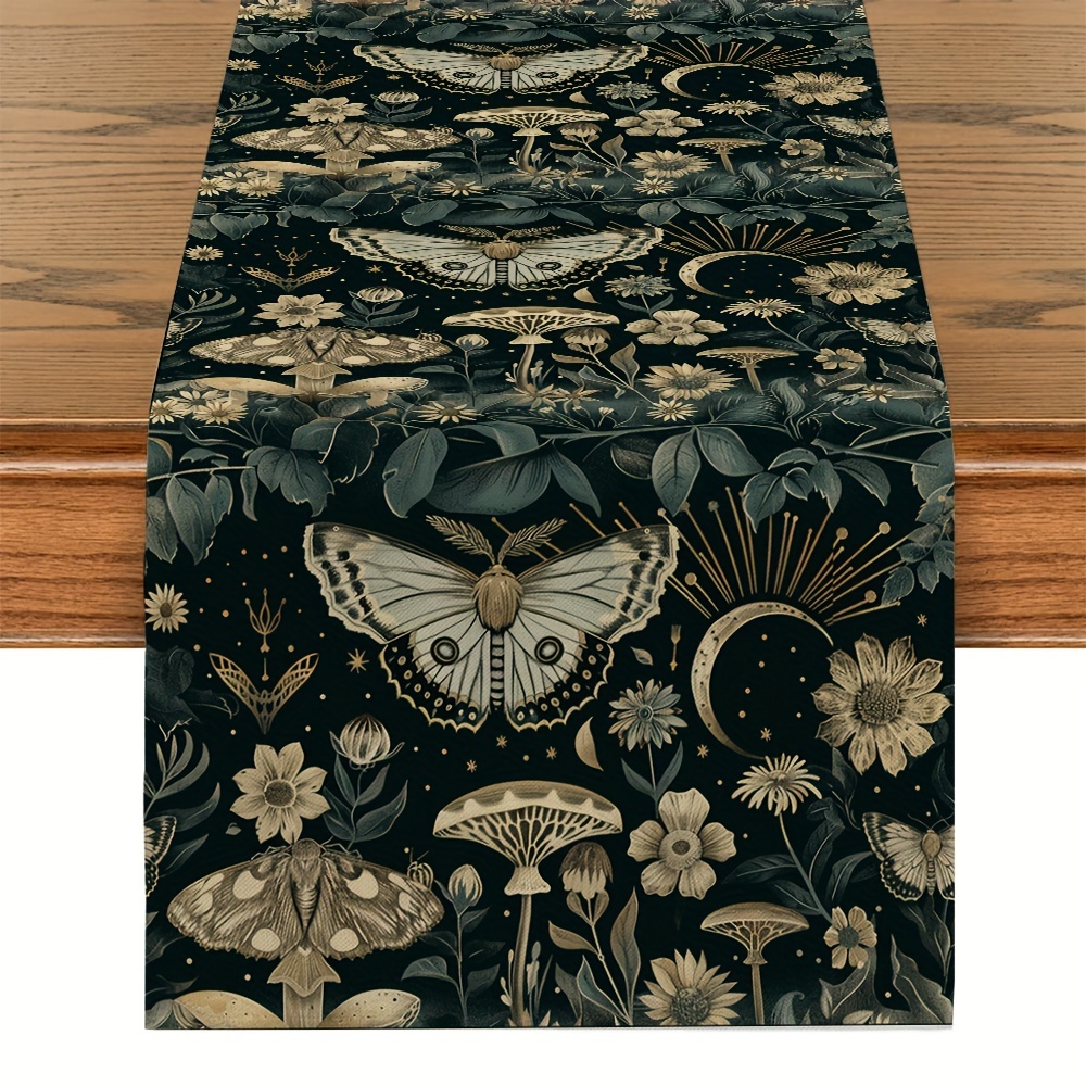

Butterfly And Floral Polyester Table Runner - Woven Rectangle Tablecloth For Kitchen, Dining, Party And Home Room Decor - 71 In Long Rectangle Table Flag For Restaurant Decoration