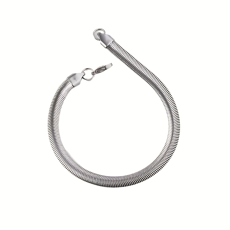 TEMU Men' Steel Flat Snake Chain Necklace | Bohemian Style | Geometric Collarbone Jewelry | Fashionable And Easy Design | Very Suitable For Daily Wear And Gifts, Snake-shaped Jewelry