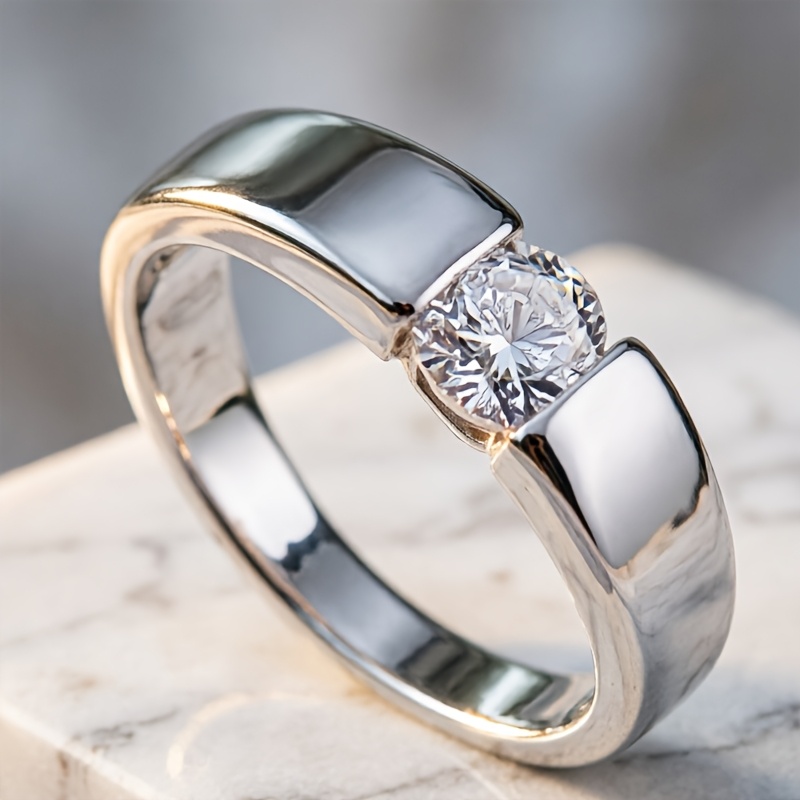 Women's Minimalist 0.5 Carat Synthetic Zirconia Engagement Ring