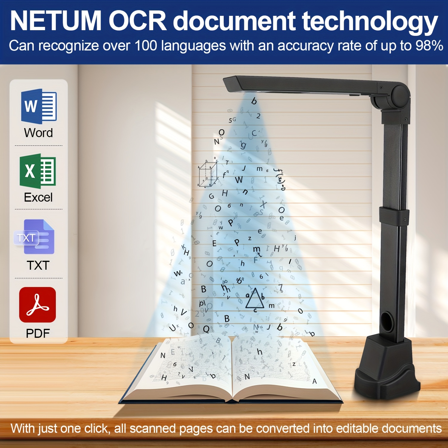 NETUM 13MP Thin Book Scanner With OCR, USB Document Camera For... product image 7