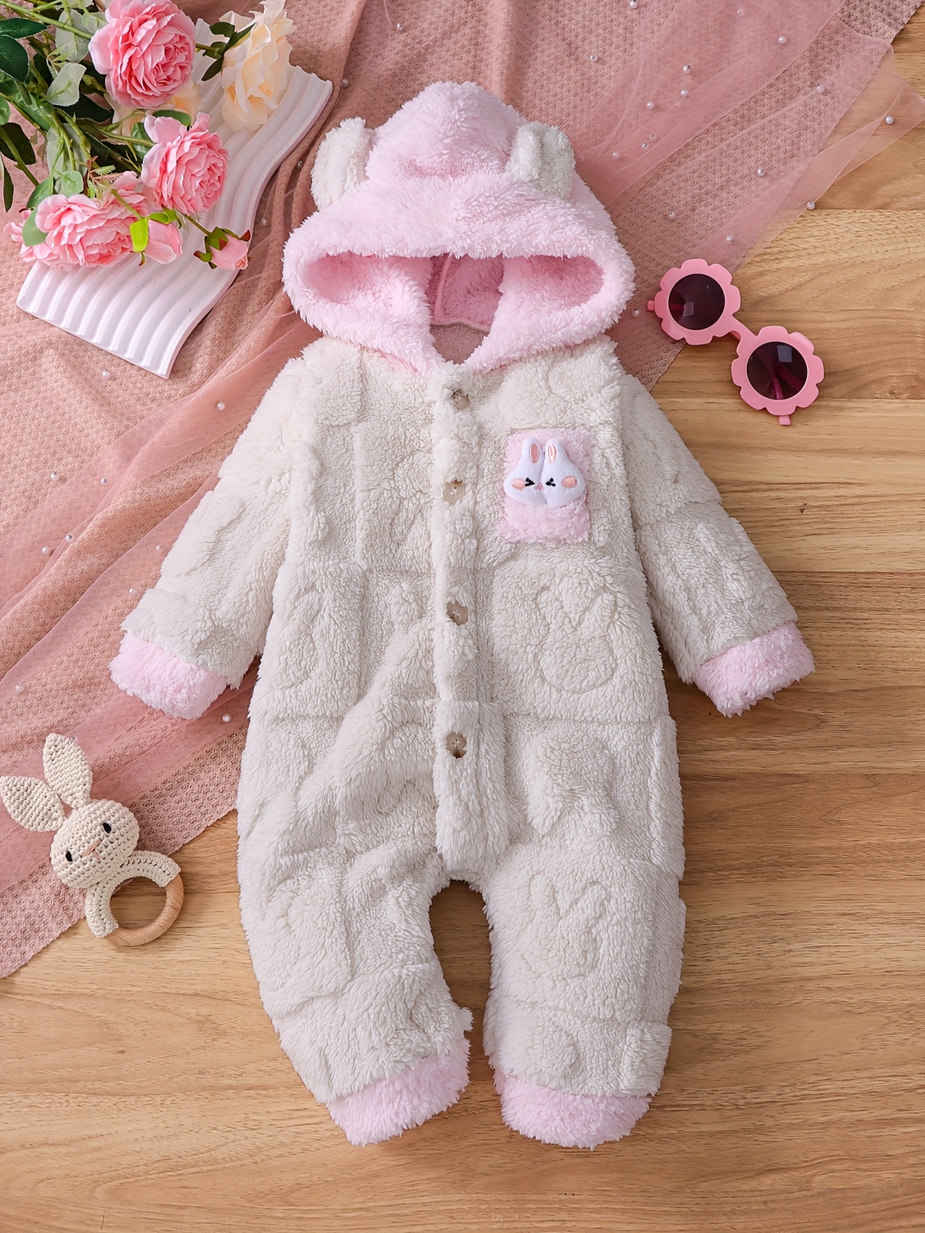 baby 's winter warm jumpsuit hooded full-zip long sleeve onesie
