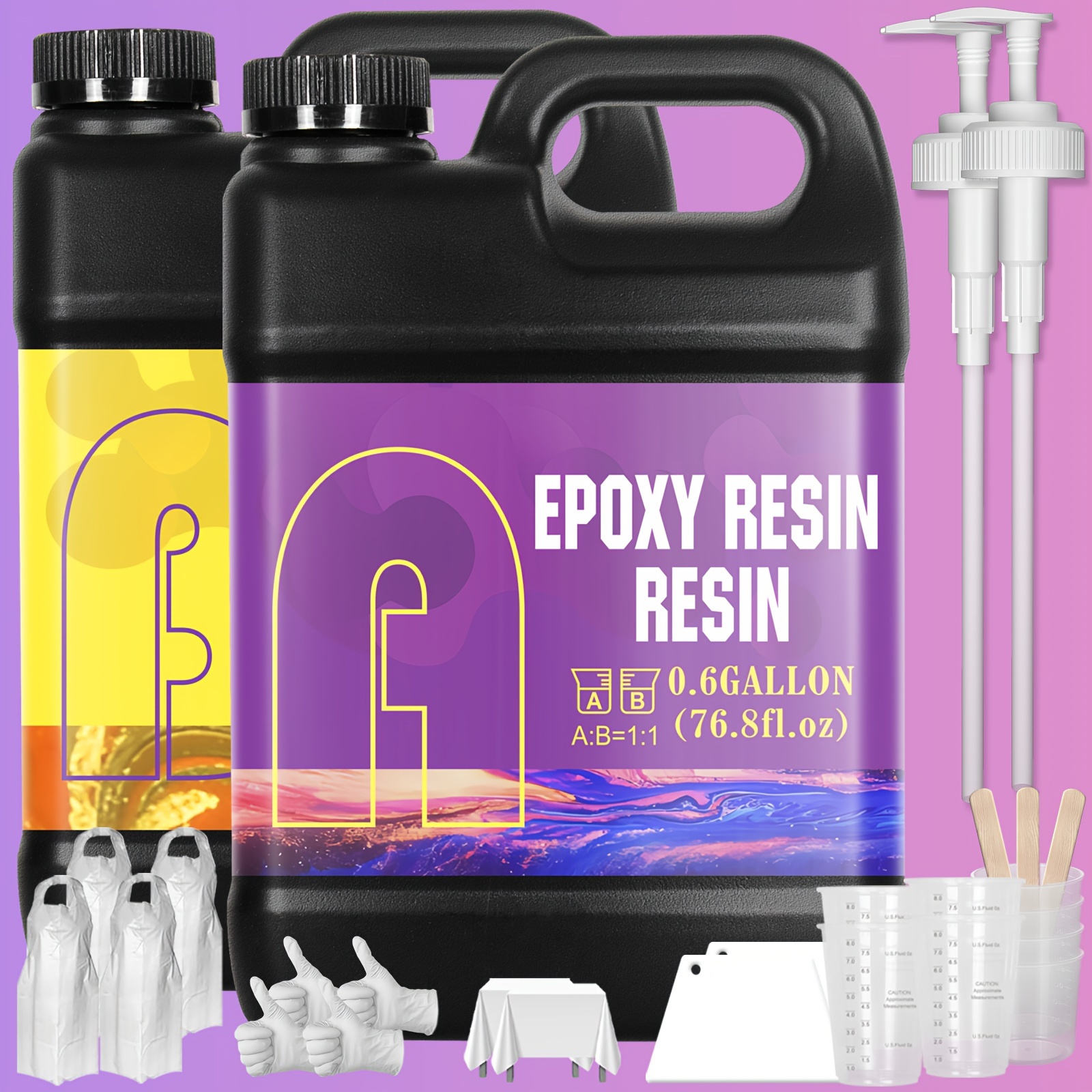 

Epoxy Resin Kit 1.2gallon, Bubble-free, Anti-yellowing Art Resin For Casting, Diy, Resin Art, Resin Epoxy Molds, Jewelry, Newly Formulated Crystal Clear Epoxy Resin, Easy To Use 1:1 Mix