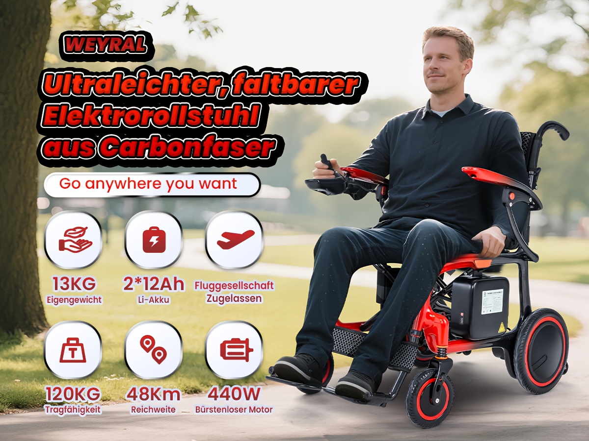 2026 foldable carbon fiber electric wheelchair weighing 13 75kg supports up to 120kg 24ah battery 2 12 with a 48km range   with a backpack dust cover anti decubitus cushion and thickened seat cushion for the and disabled Product details 0