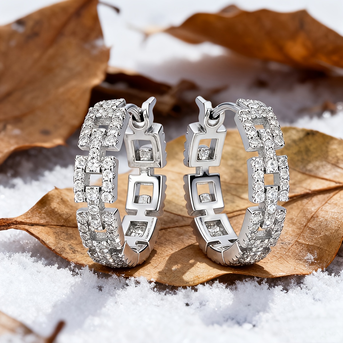 Women's Exquisite Circle Chain Stud Earrings, Elegant Design
