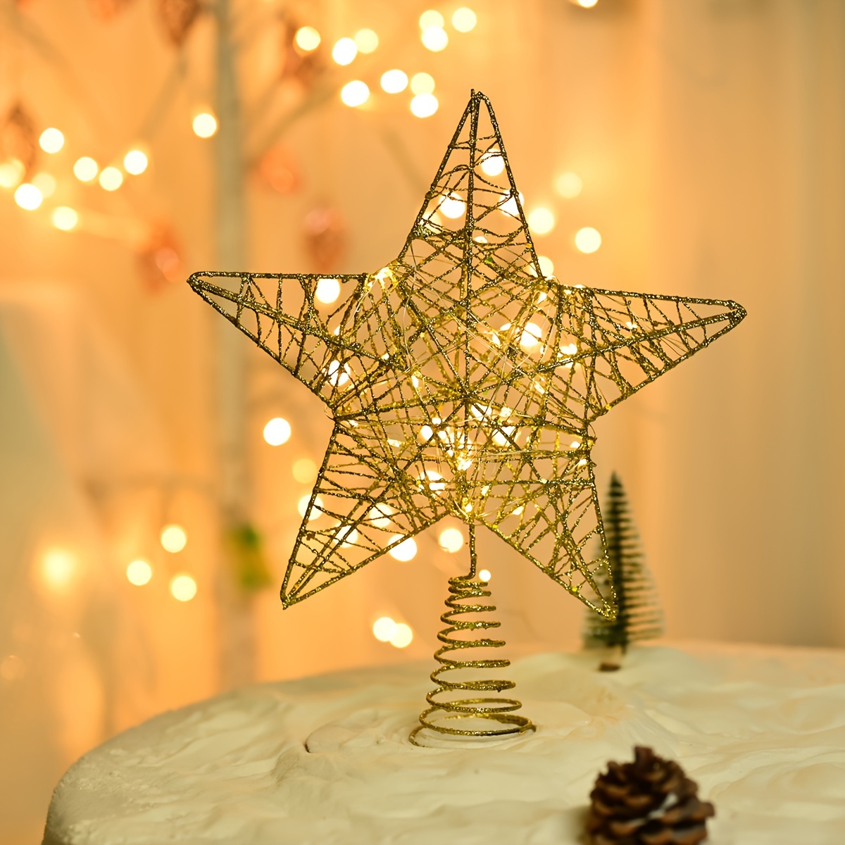 

Christmas Tree Topper Star - No Electricity Wire Metal Finishing Decorative Top Star For Festive Holiday Tree Decoration - Star Tree Topper Without Battery