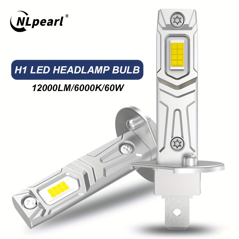 

2pcs 20000lm H1 Led Headlight Bulb H1 Led Canbus Led Fog Light Fanless Mini Size 12v 6000k White 90w, Without Battery