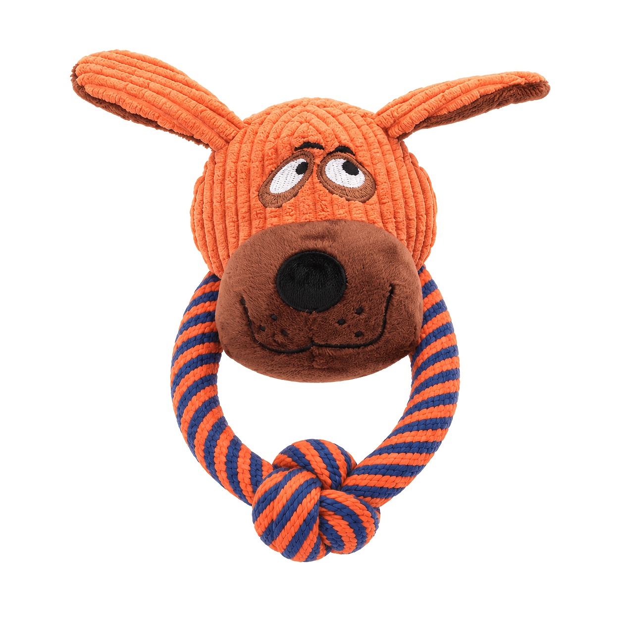 TEMU Jouet pour chien en corde nouée résistante à la mastication avec tête en peluche de dessin pour la poussée dentaire, le nettoyage dentaire et le