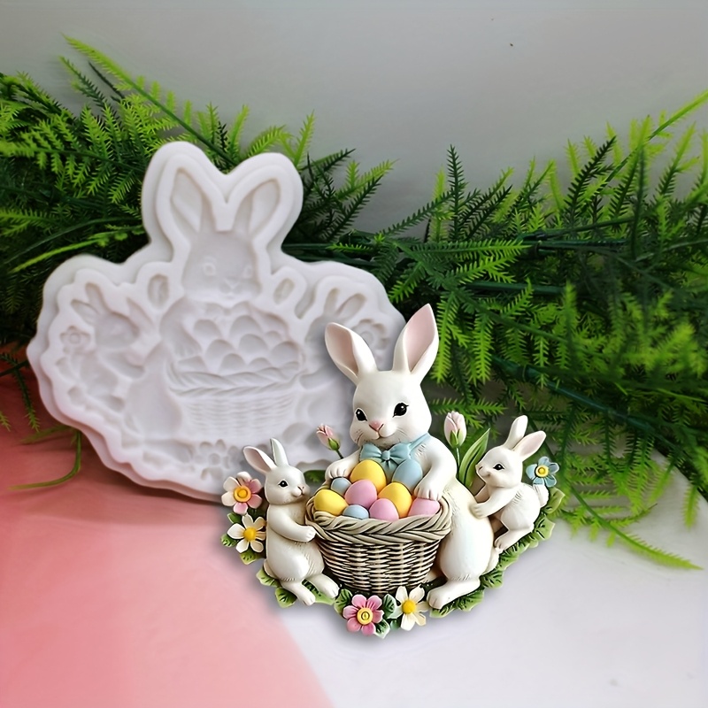 

Easter Bunny Silicone Mold Set, Rabbit And Chicks Design, For Fondant, Plaster, Aromatherapy Garland Decorations, Cake Decorating And Crafting