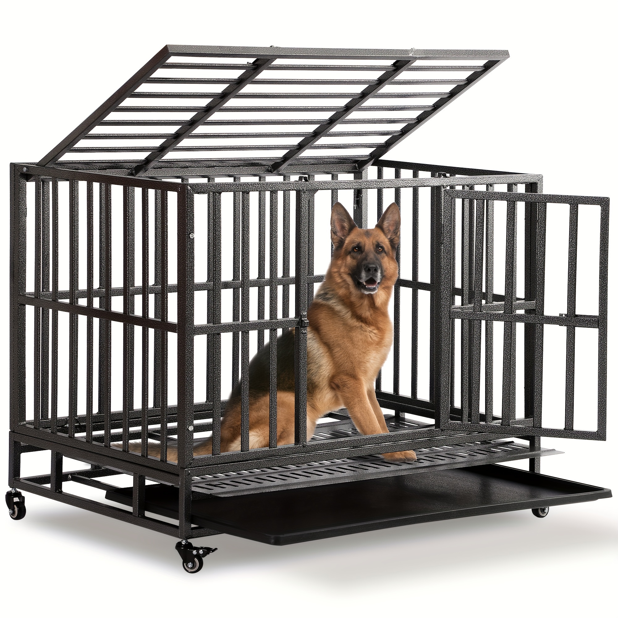 TEMU 38" Duty Dog , Dog Crates Double Dog Removable , Dog Lockable For Small