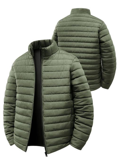 new mens padded coat thickened warm outerwear outdoor sports mountain climbing casual long sleeve suitable for winter ribbed design full zipper closure simple and stylish