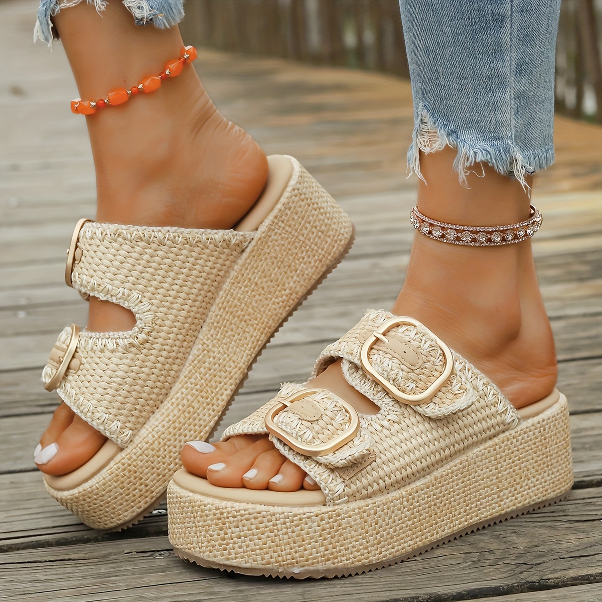 sandalias playa mujer plataforma tacón punta redonda Temu Mexico