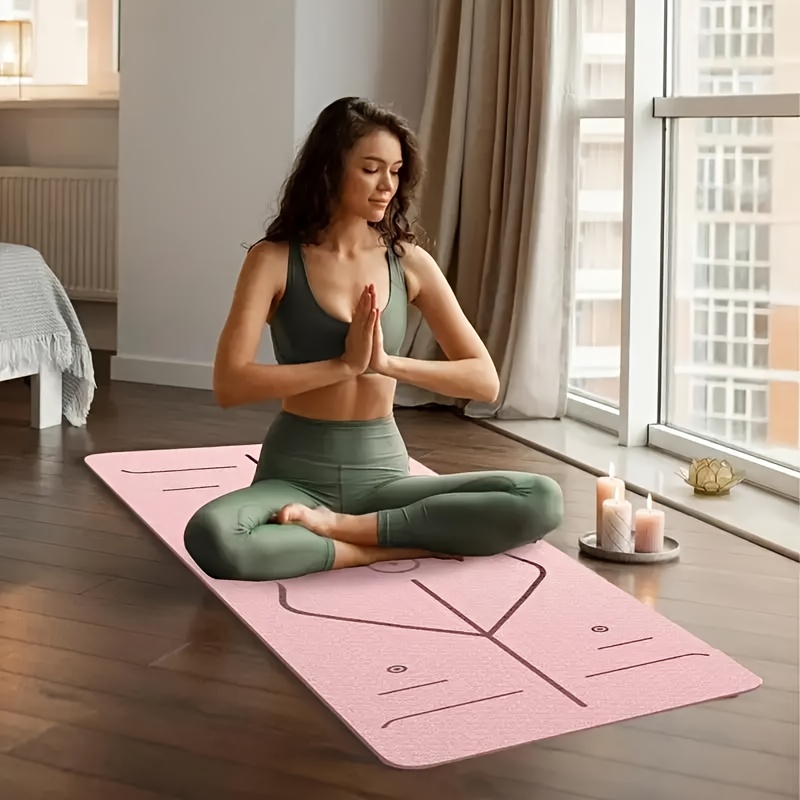 Tappetino Da Yoga Antiscivolo Spesso 8mm In TPE - 183x61 Cm, Nero/Grigio, Con Cinghia Di Trasporto