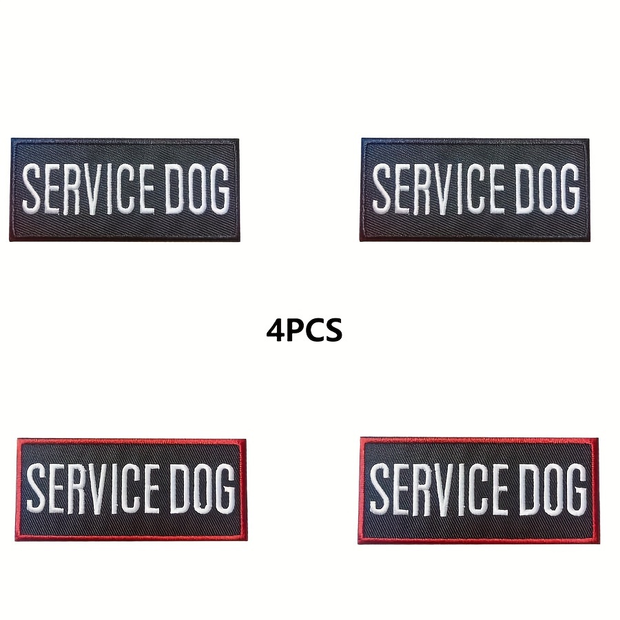 TEMU 4pcs Service Dog Embroidered Patches, Rectangular English Letter Fabric Patches, Fashionable Clothing Decoration, Great Men's Accessories, Iron-on And Sew-on, Ideal For Gifts