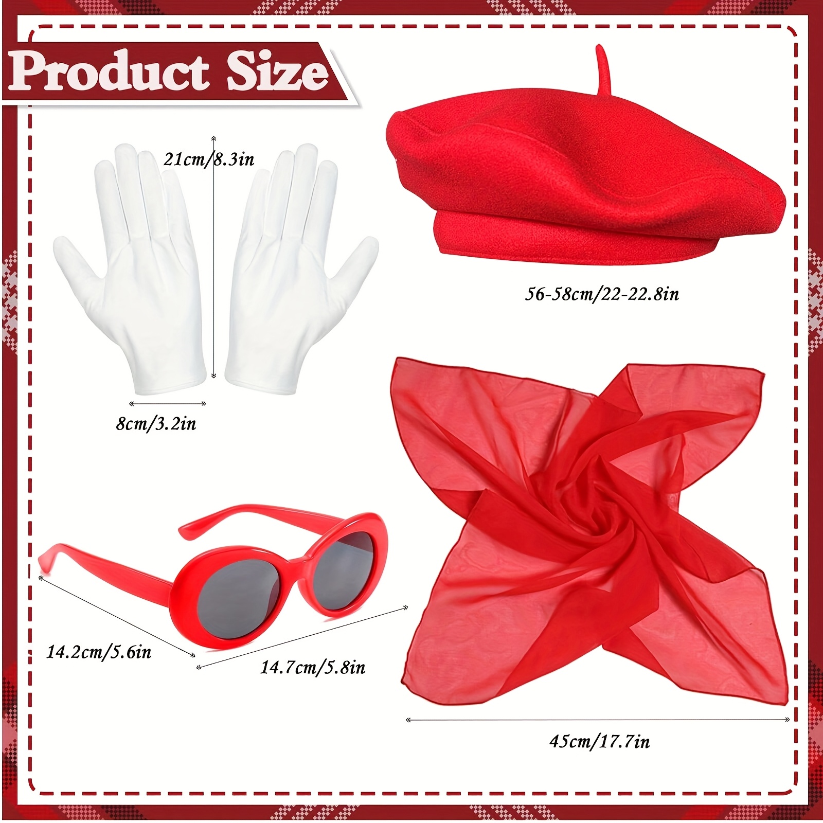 4pcs french women fancy dress costume accessories set french