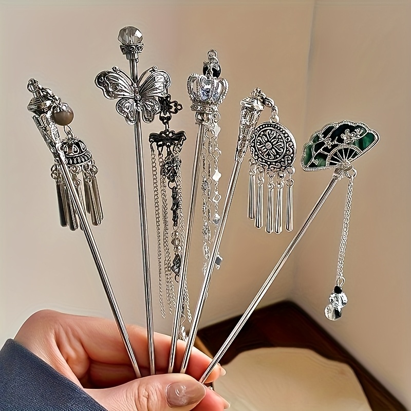 5pcs new retro tassel hairpins high end updo styling pins elegant metal hair accessories for   gift for daily and casual wear Product details 7