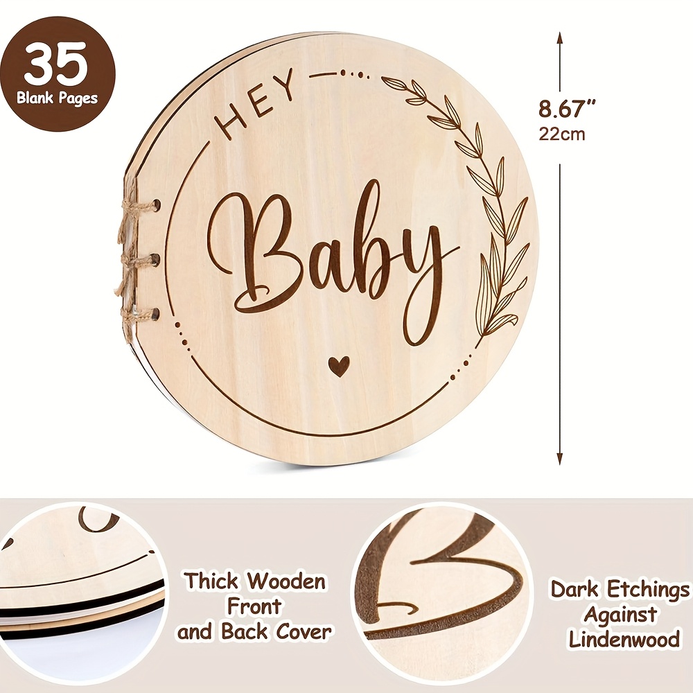 Wooden Keepsake Album with Leaf Motif, Engraved Welcome Message