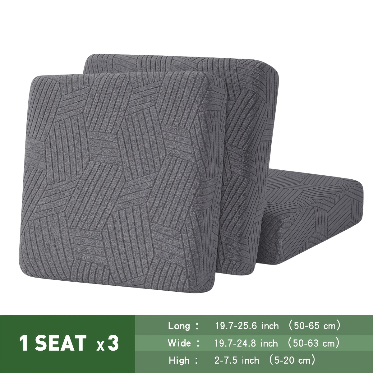TEMU 3pcs Set 3d Geometric Jacquard Sofa Cushion Covers, For 1/2/3/4-seater Sofa Cushion Protectors
