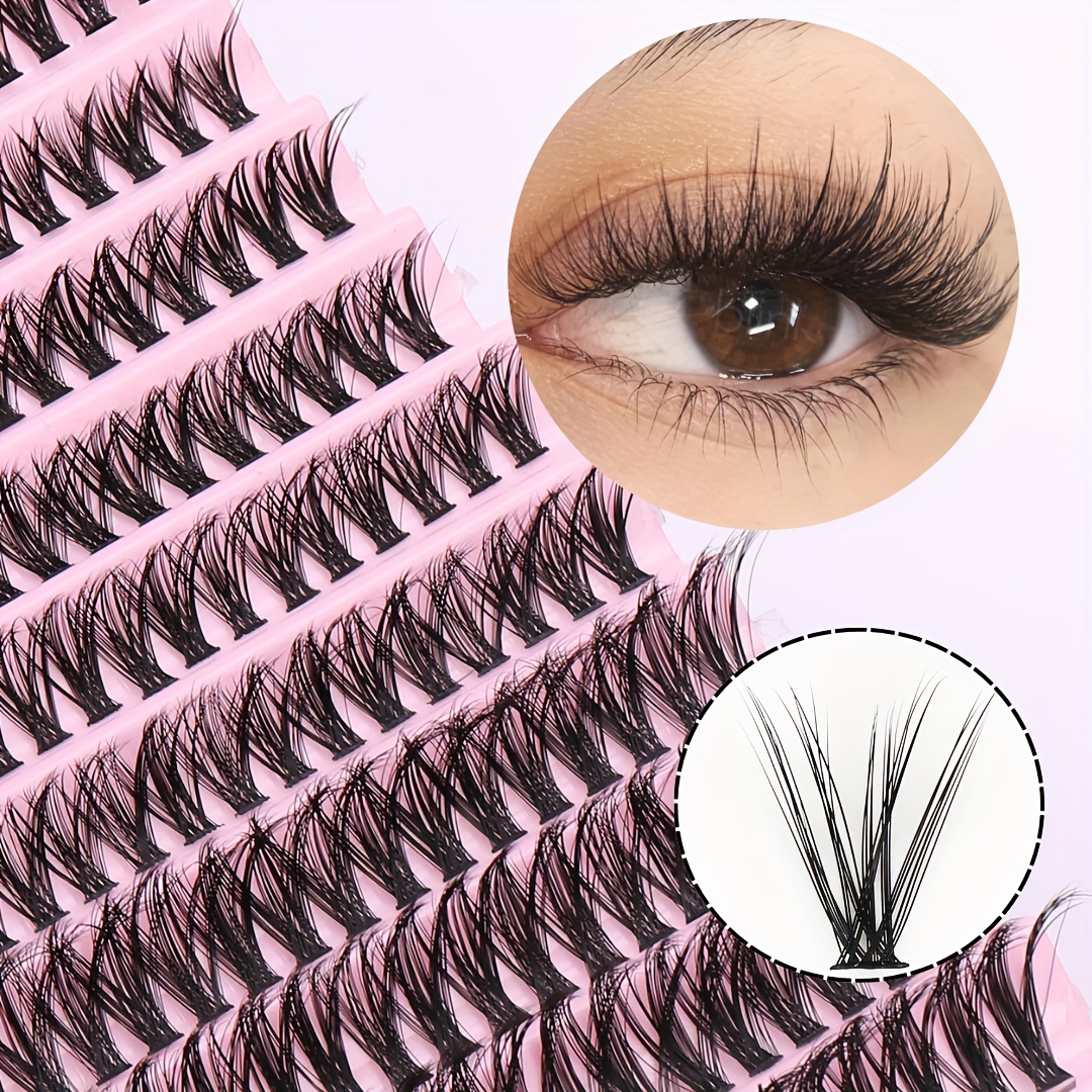 TEMU 200pcs Diy Eyelash Extension Kit, 0.05mm Thick Dd , Suitable For Beginners, Reusable Cluster Eyelashes, Natural To Thick Effect, Halloween Christmas Set, Party And , Knot-free, Diverse Packaging