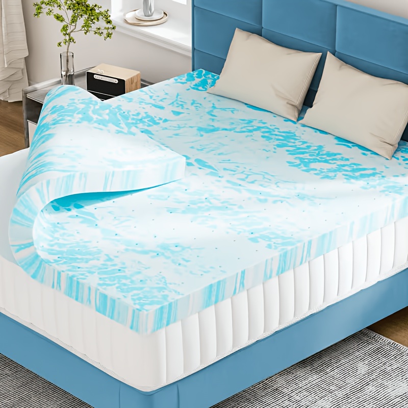 TEMU Surmatelas de 2 pouces, surmatelas respirant et rafraîchissant pour lit double, support doux , le camping, les voyages, , pour une utilisation