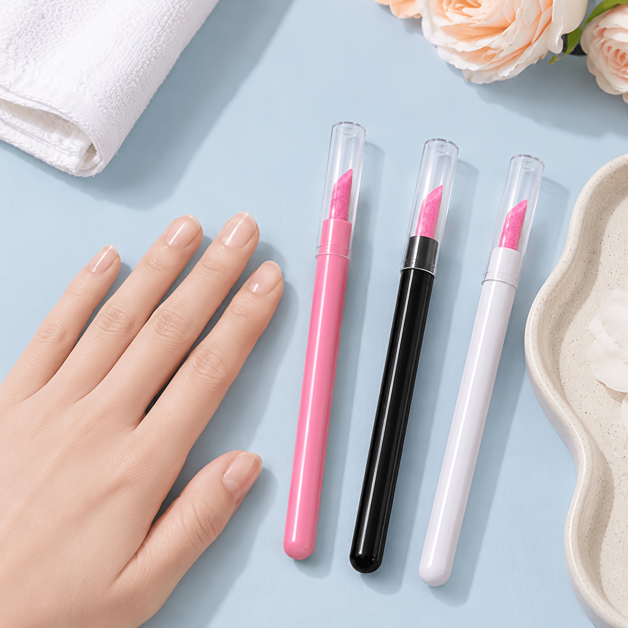 3pcs Quartz Push Nail Pen Cuticle Remover Set