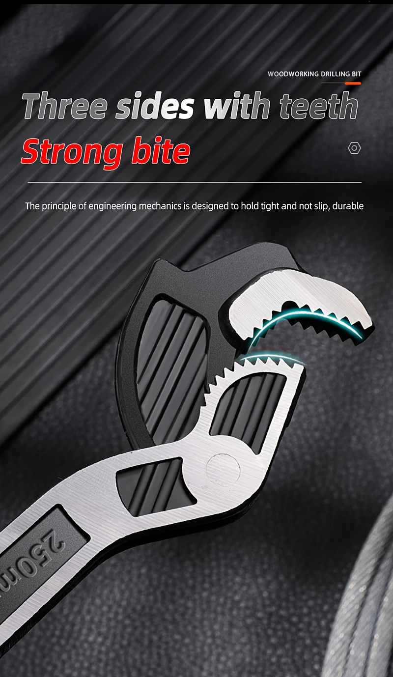self locking multi function wrench 6 8 10 12 inch chrome vanadium steel wear resistant anti slip handle mechanical operation no battery required for home   Product details 3