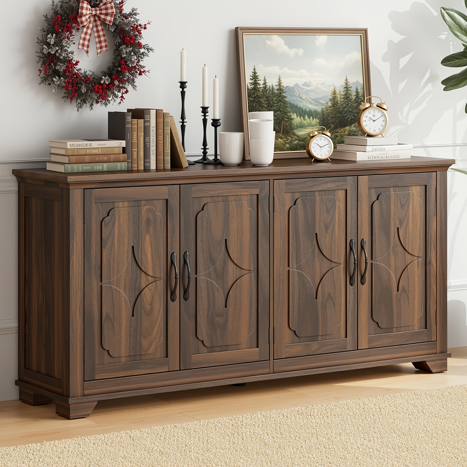 63" Modern Farmhouse Sideboard - Large Buffet & Coffee Bar