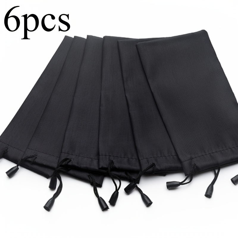 TEMU 6pcs Sac en tissu , Sac anti-poussière en microfibre avec cordon de serrage pour lunettes, Étui de lunettes portable, Organisateur de conteneur,