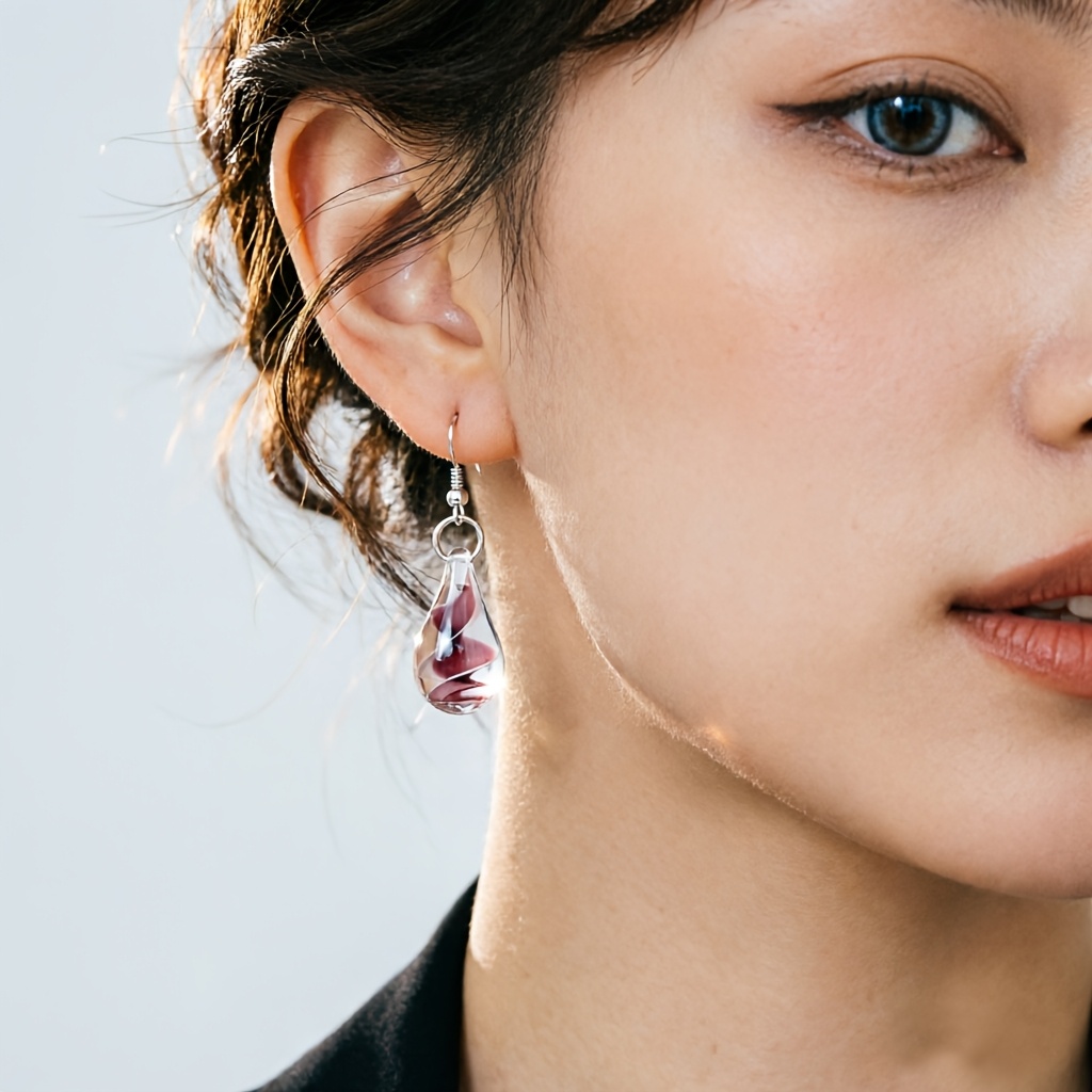 Women's Creative Glass Teardrop Pendant Earrings