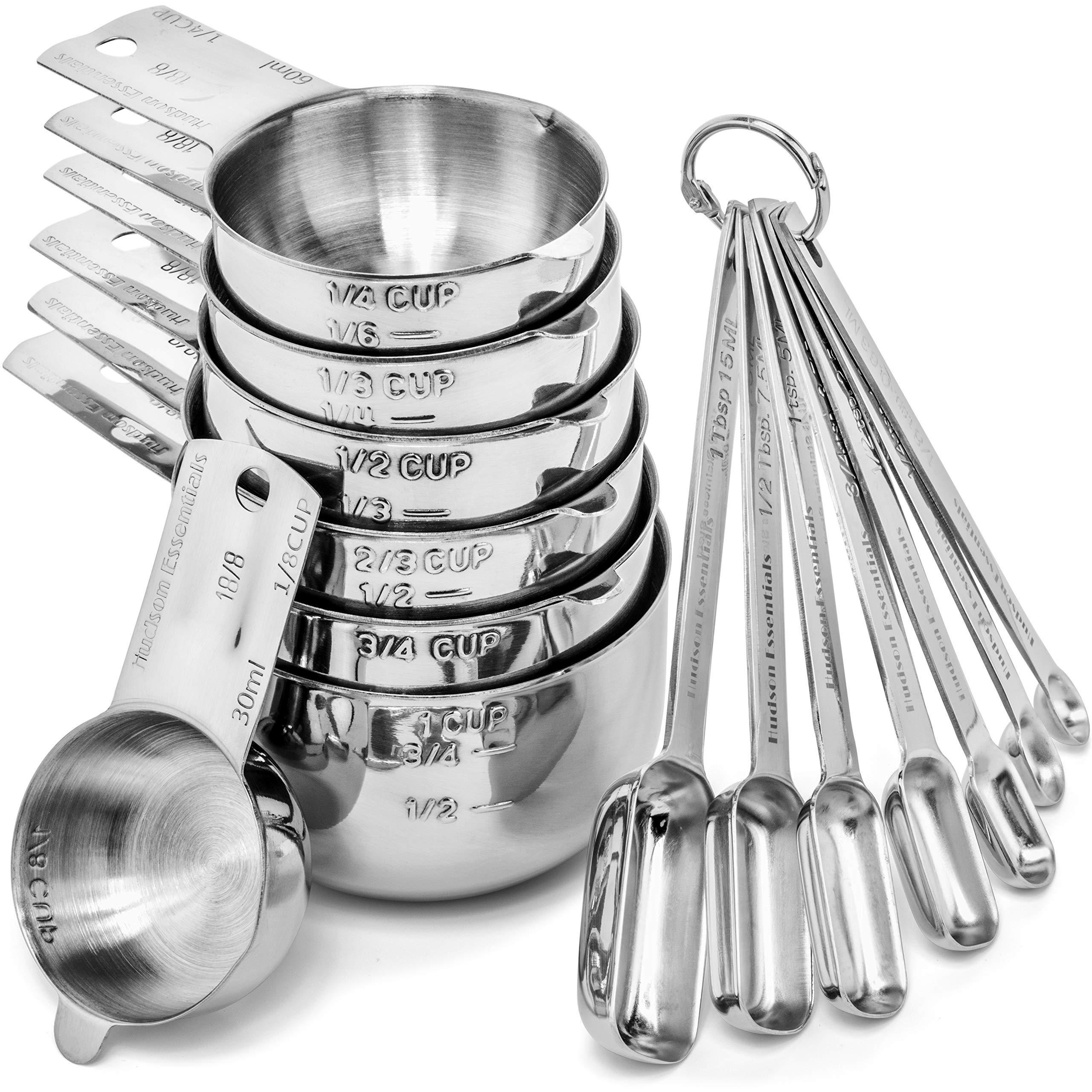 

Minteem Stainless Steel Measuring Cup And Spoon Set (14 Piece Set) Is A Kitchen Tool Used For Drying And Liquid Ingredients, Cooking, And Baking