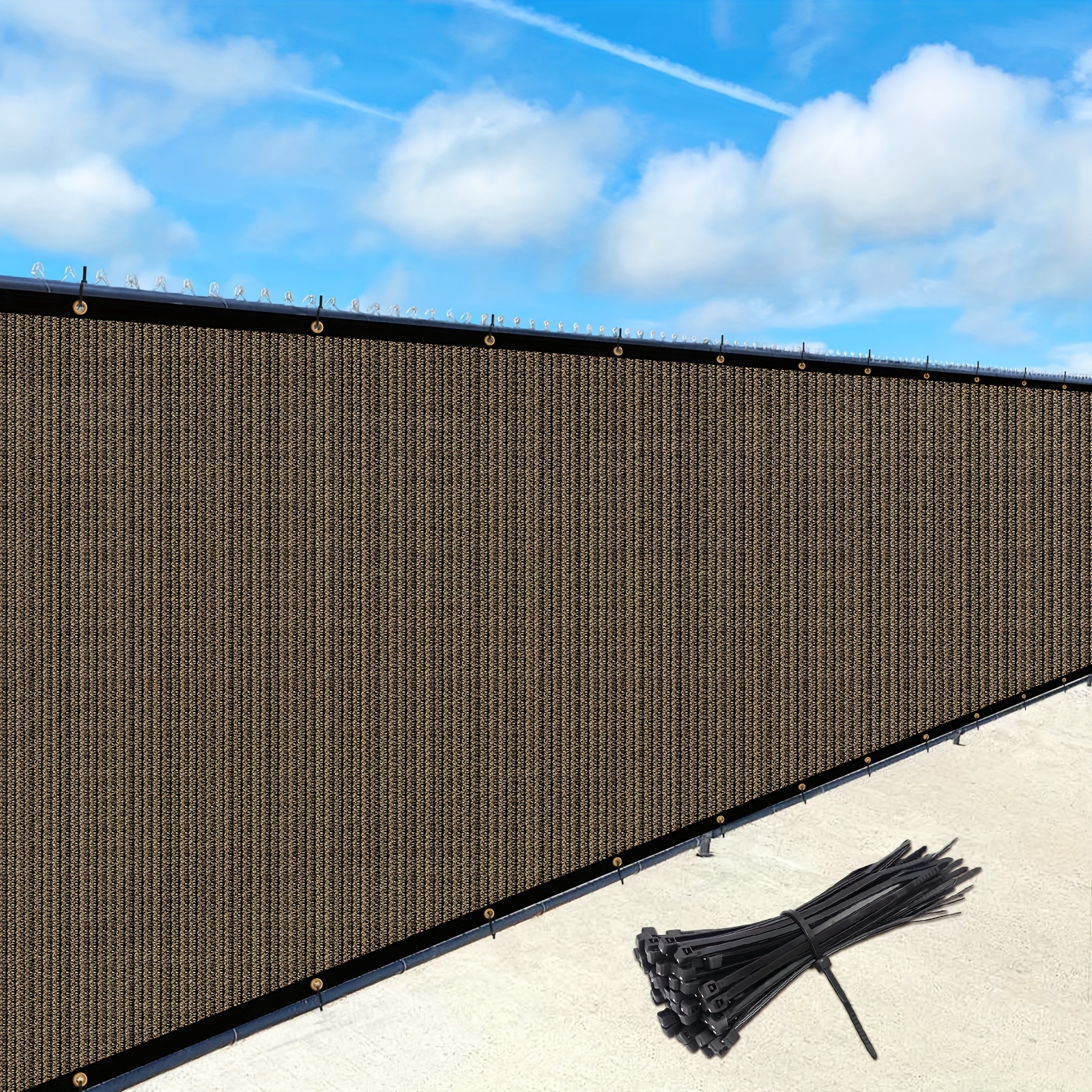 TEMU 4ft X 50ft Privacy Screen Fence, 90% Blockage Heavy Duty 175 Gsm Fencing Mesh Net Cover For Outdoor Wall Garden Yard Backyard 40 Cable Zip Ties